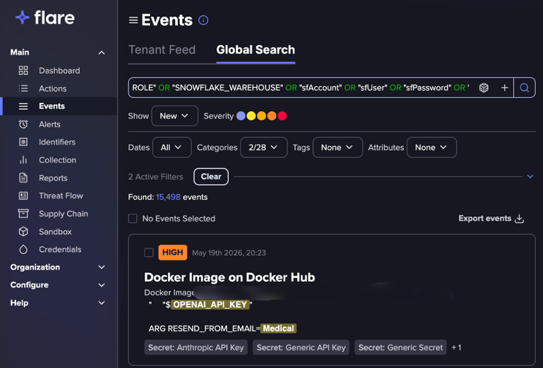 Using Flare to search for exposed healthcare secrets in public repositories and container registries