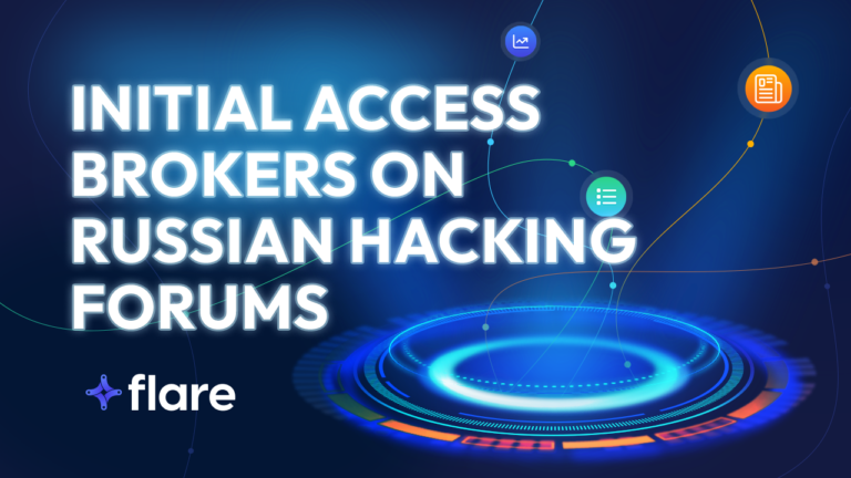 A navy background with the white text in all caps "Initial Access Brokers on Russian Hacking Forums."