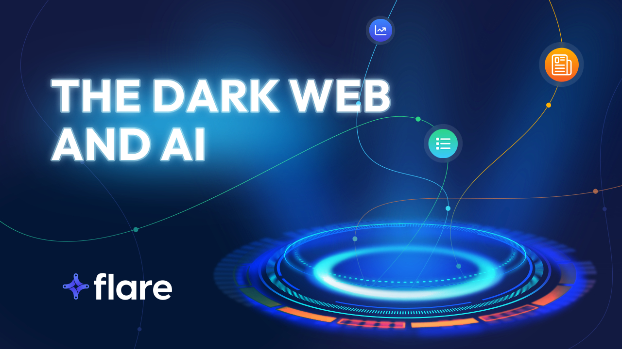 A navy background with the white text in all caps "The Dark Web and AI."