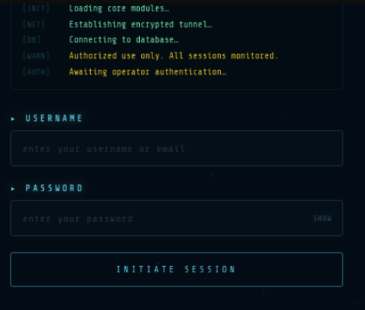 Login screen of the OSINT platform